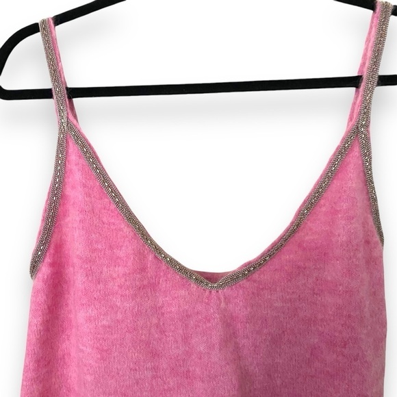 Zara Wool Alpaca Beaded Strappy Dress Size Large Pink Sparkle Valentines Day - Picture 7 of 15